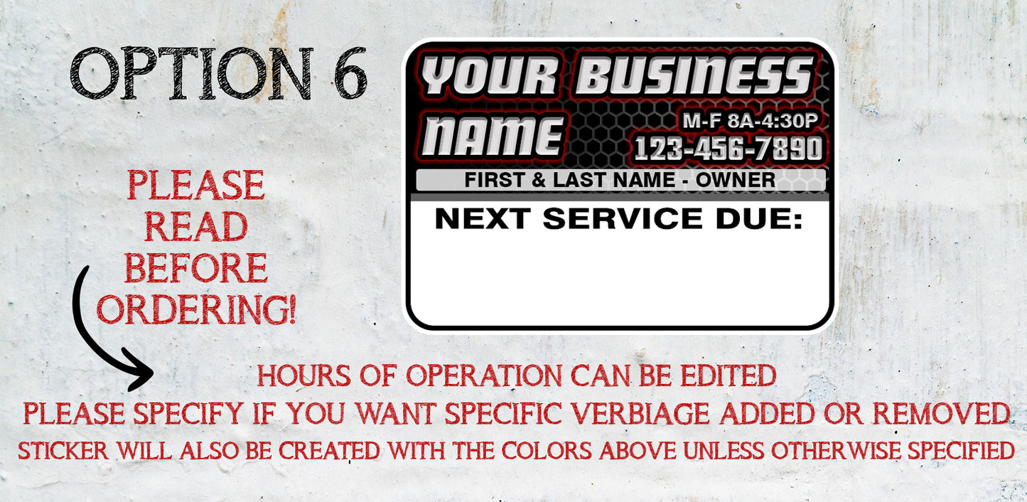 Oil Change Stickers | Service Stickers | Maintenance Stickers
