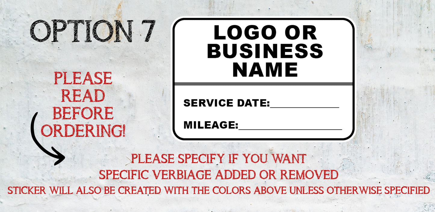 Oil Change Stickers | Service Stickers | Maintenance Stickers