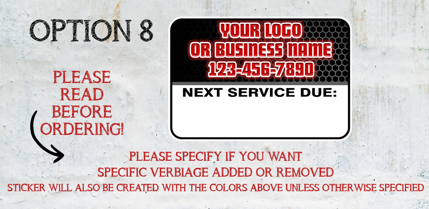 Oil Change Stickers | Service Stickers | Maintenance Stickers