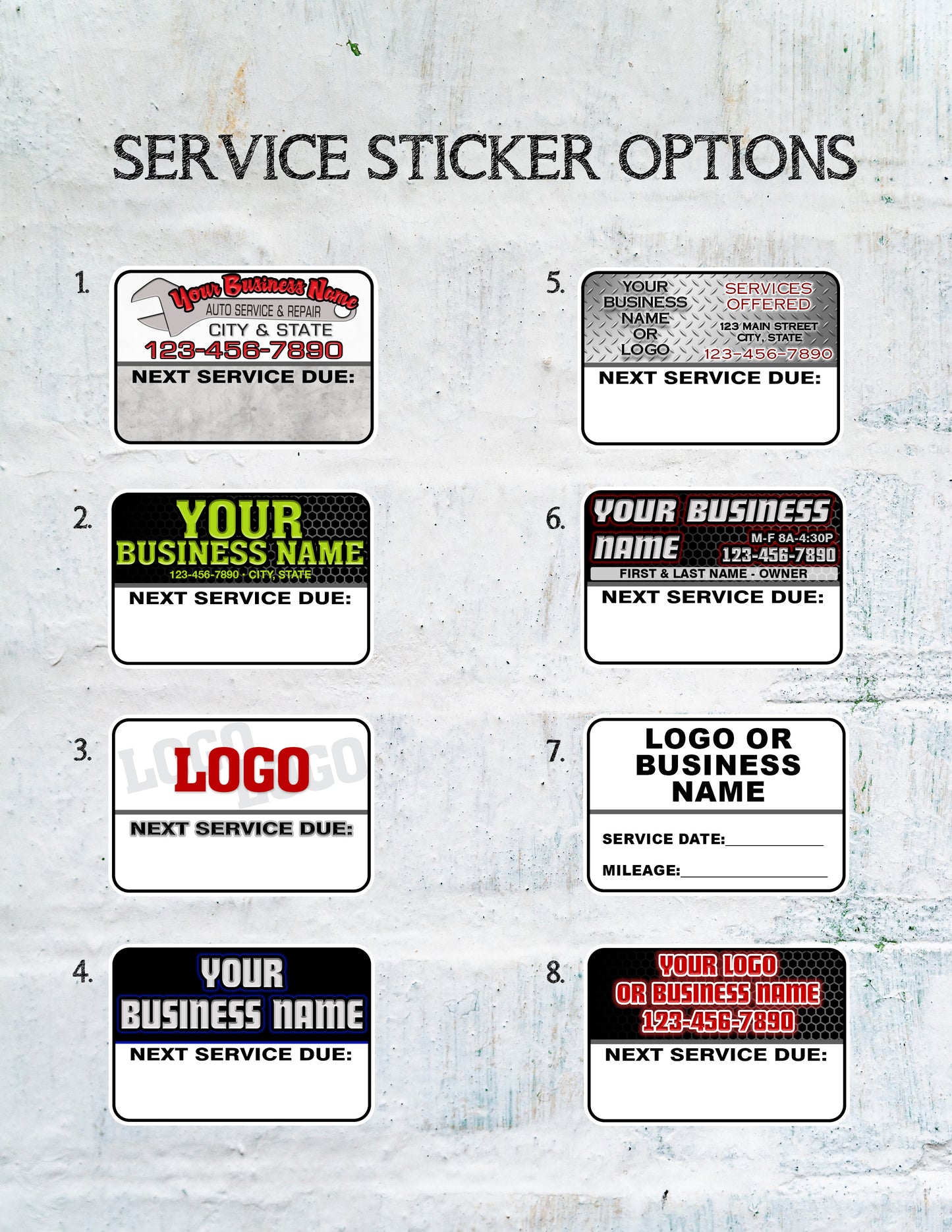 Oil Change Stickers | Service Stickers | Maintenance Stickers